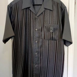 Pronti Collection by Phita gray & black strip button down shirt